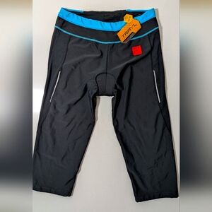 Trayl Woman's Gel Padded Cycle Bike Capri Pants Size L Black Turquoise New!